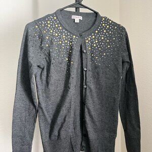 Bejeweled Gray Merona Cardigan, XS